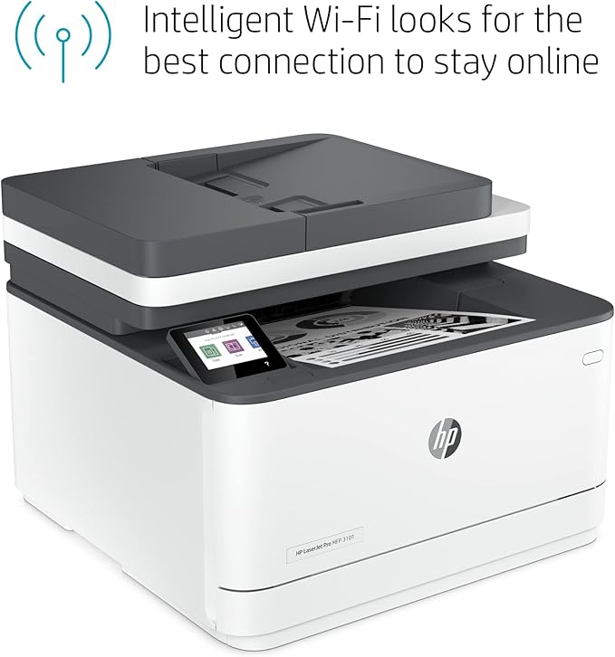 HP LaserJet Pro MFP 3101fdw Wireless Black & White All-in-One Laser Printer, Scanner, Copier, Fax, Best-for-Office (3G628F)