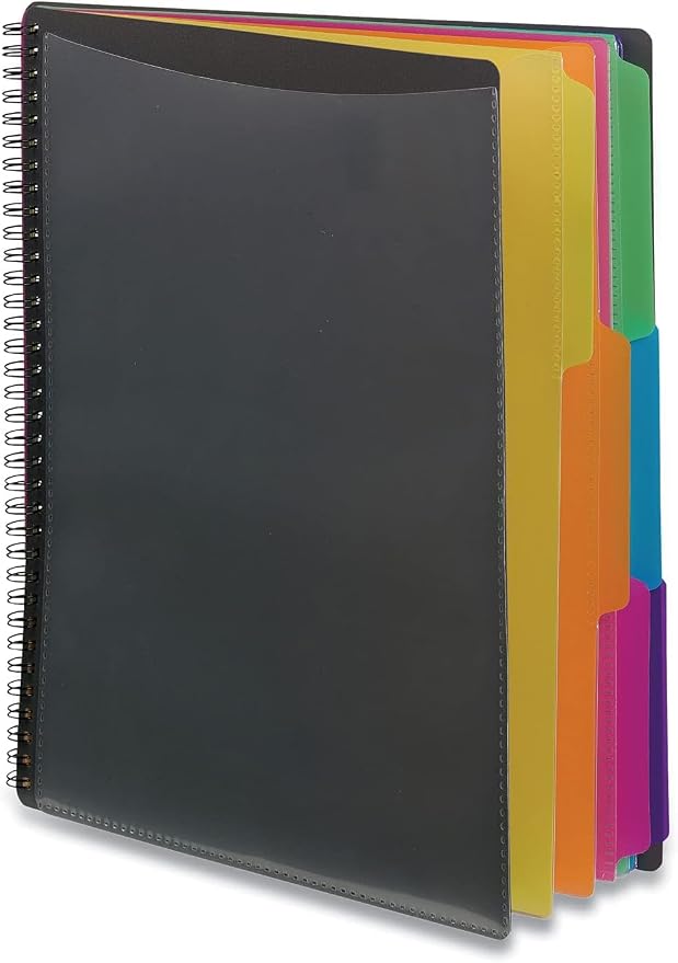 Smead 12 Pocket Poly Project Organizer,Letter Size,1/3-Cut Tab,Gray with Bright Colors (89207),(Pack of 10)