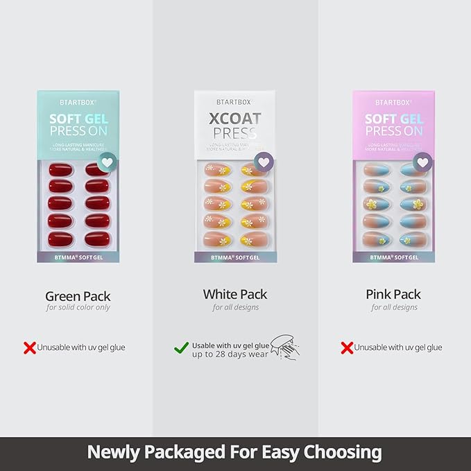 BTArtbox Press On Nails Medium - Plaid Memory, Cat Eye Almond Press On Nails with Glue and Adhesive Tabs for Women, Soft Gel Glue On Nails in 15 Sizes - 30 Stick On Nails Kit