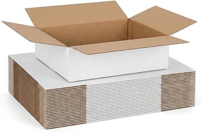 CRUGLA 12x12x4 Shipping Boxes 25 Pack, White Corrugated Cardboard Boxes with Side-Lock and Pre-Applied Double-Sided Tape, Easy Assemble Packing Mailer Boxes for Small Business Shipping