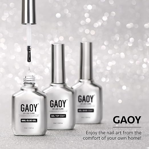 GAOY Nail Glue Gel, 2 in 1 Nail Glue and Base Coat for Acrylic Tips, 16ml Gel for Press on Nails for Long Lasting UV Light Cure DIY