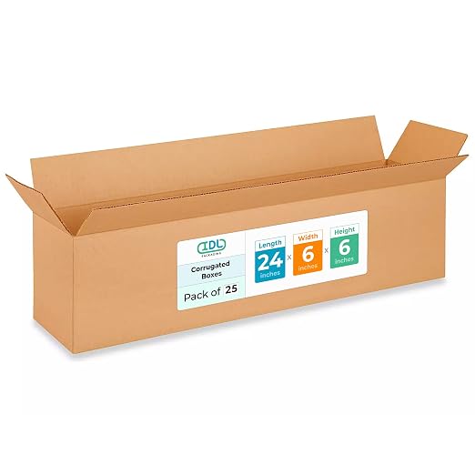 Long Moving & Shipping Boxes 24"L x 6"W x 6"H (25-Pack) - Extra Strength 200 lb vs Regular - Corrugated Heavy Duty Moving Boxes - Cardboard Box for Shipping - Long Box for Packing by IDL Packaging | Extra Strength 200 lb vs Regular - Corrugated Moving ...