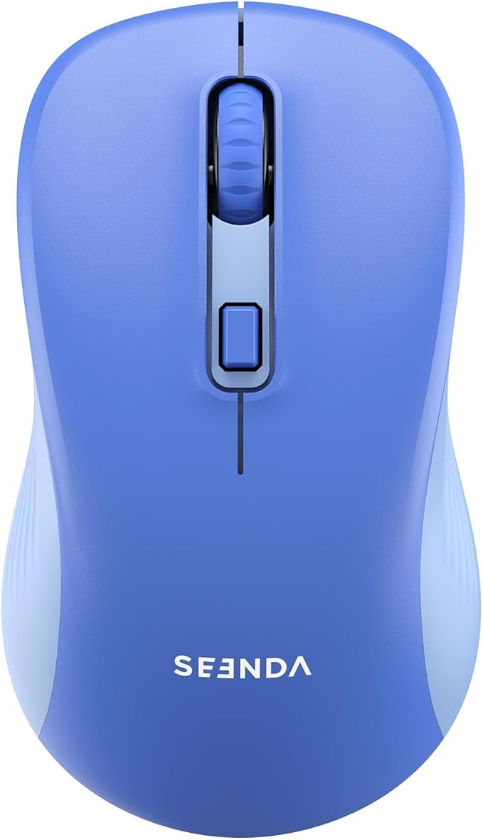seenda Bluetooth Wireless Mouse, Bluetooth & 2.4G USB Dual Mode, Quiet Clicks, Smooth Tracking, 3-Level Adjustable 1600 DPI,Compact and Portable Mouse for Laptops, Tablets and More-Blue