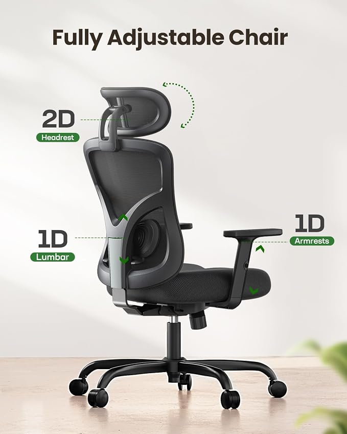 Marsail Ergonomic Office Chair Ergonomic Gaming Chair with Lumbar Support, 2D Headrest, Adjustable Armrests, Contoured Seat Cushion, Computer Desk Chair with Wheels for Home and Office, Pack of 10