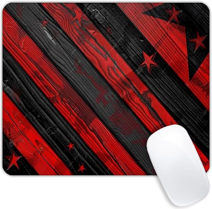 Black red Wood Grain American Flag Mouse pad Customized Mousepad Non-Slip Rubber Base Mouse Pads for Computers Laptop Office Desk Accessories Mouse pad