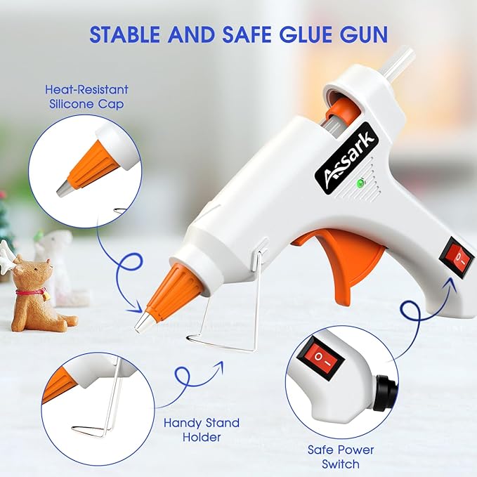Hot Glue Gun Kit with 30 Glue Sticks, Fast Preheating Hot Melt, High Temp for School Crafts DIY Arts and Quick Home Repairs,20W