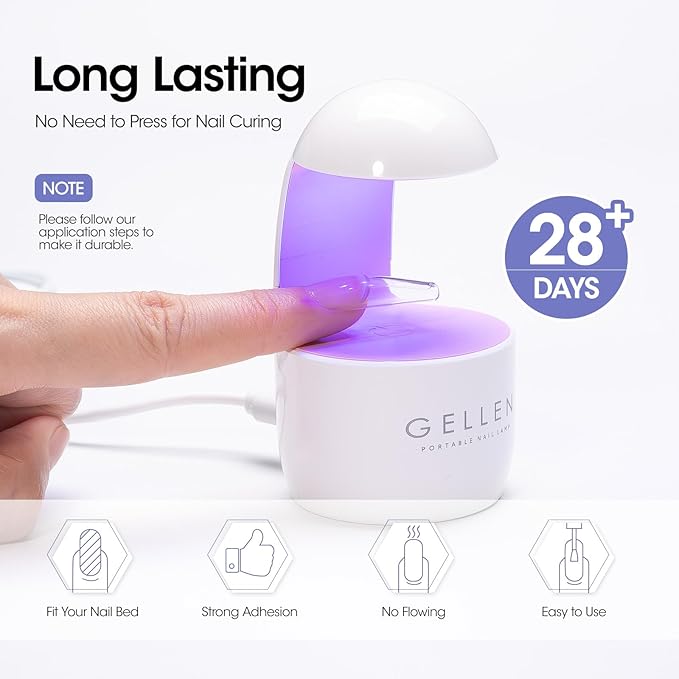 Gellen Solid Gel Nail Glue with 60ml Nail Glue Remover Set, 15g Solid Nail Gel for False Nail Tips & Press On Nails