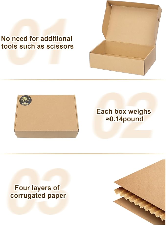 50 Pack Small Shipping Boxes, 7x5x2 Inch Brown Cardboard Boxes for Small Business