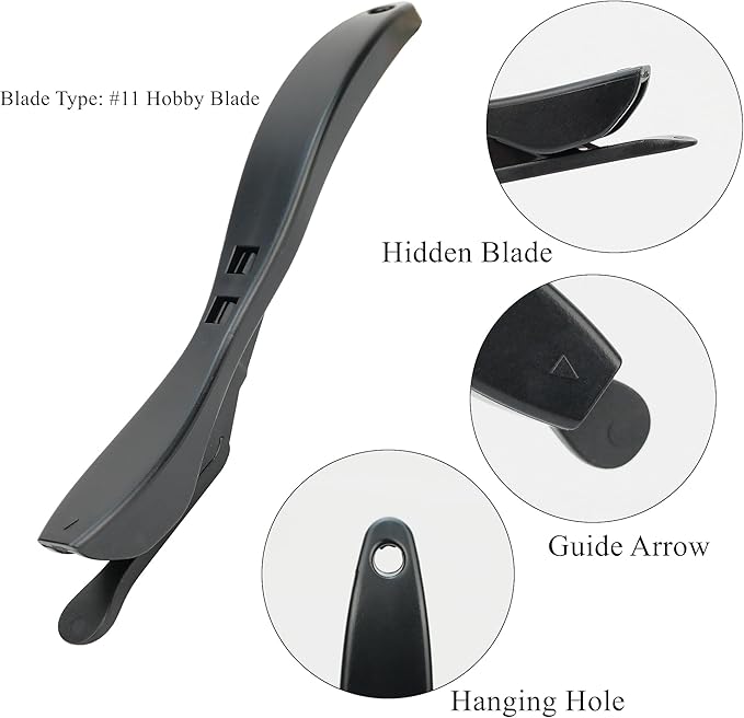 Umaki 3 Pack Safety Cutter Vinyl Knife Tool Film Cutter Wrapping Paper Cutter, Utility Cutting Knife for Automotive Wrap, Window Tint, Craft Vinyl, Home and Office Use, Black