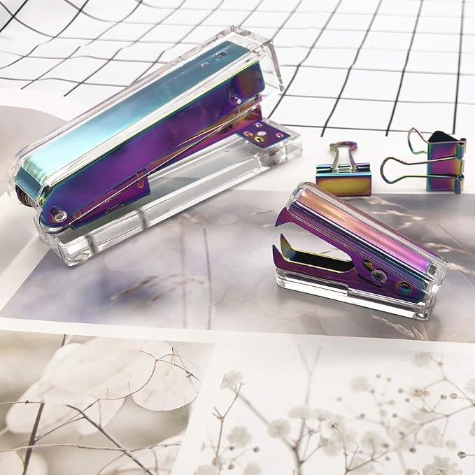 NatSumeBasics Cute Staple Remover Rainbow Clear Stapler Puller Removal Tool for Home Office School Desk Accessories Gift (Rainbow)