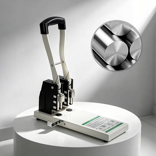 Upgraded Heavy-Duty 2-Hole Punch, One-Click Replaceable Blades | All-Metal Stable Frame, Ideal for High-Demand Office & School Use