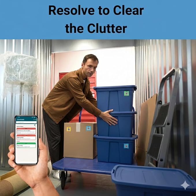 QR Code Stickers with AI Photo Analysis App - Auto-Creates Item Descriptions - No Typing - Made in USA - QR Code Labels for Storage & Inventory Tracking, Organization & Moving, Pack of 48
