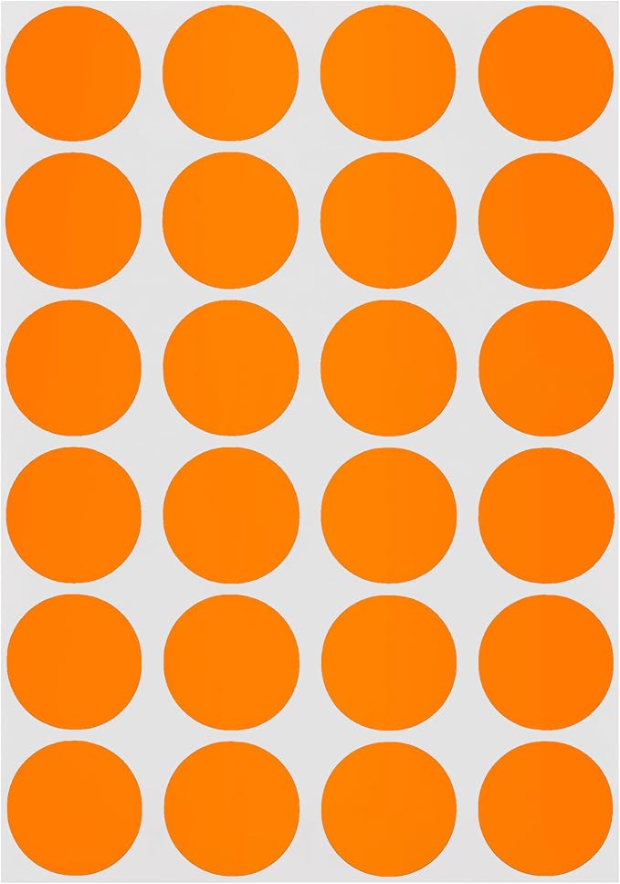 Orange Dot Stickers, 3/4 Inch, 1008/Pack | Semi-Gloss Paper Circle Labelsf Or Offices, Retail, Classrooms, and Warehouses. Made in USA