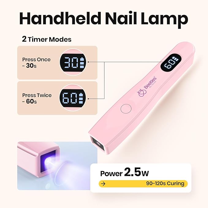 Beetles Builder Gel Nails Kit HEMA Free & Handheld Nail Lamp,8 in 1 Clear Natural Nude Building Gel with Base & Top Coat,for Nail Thickening Strengthening Building Apex for Beginner DIY Salon at Home