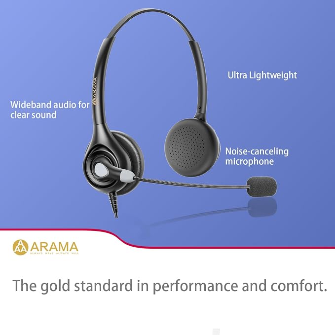 Arama Telephone Headset for Cisco Office Phones, Corded RJ9 Headset with Mic Mute&Volume Control, Lightweight, Clear Calls, Compatible with Cisco IP-7940G 8841 7841 9971(A602C)