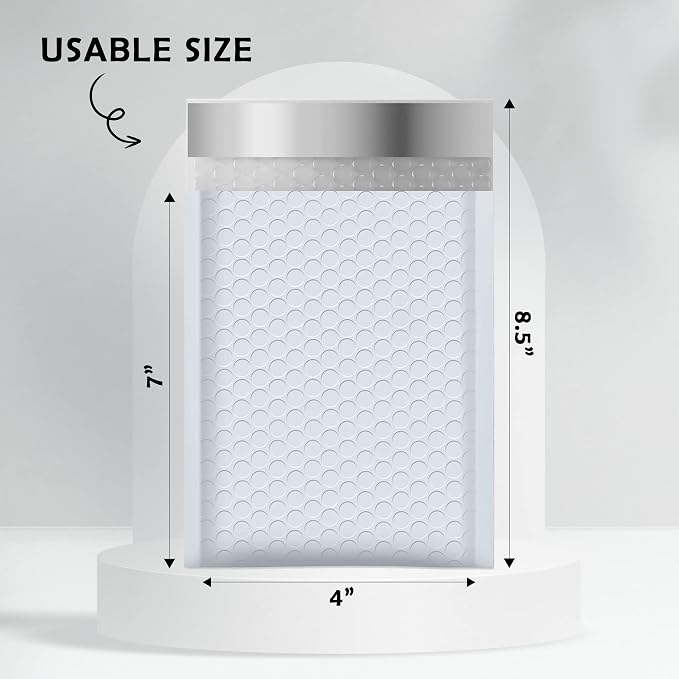 Poly Bubble Mailers 4x8 100 Pack White Waterproof Self Seal Adhesive Shipping Bags, Cushioning Padded Envelopes for Shipping, Mailing, Packaging Usable 4x7 | Waterproof Self Seal Adhesive Shipping Bags, Cushioning Padded Envelopes for Shipping, Mailing...