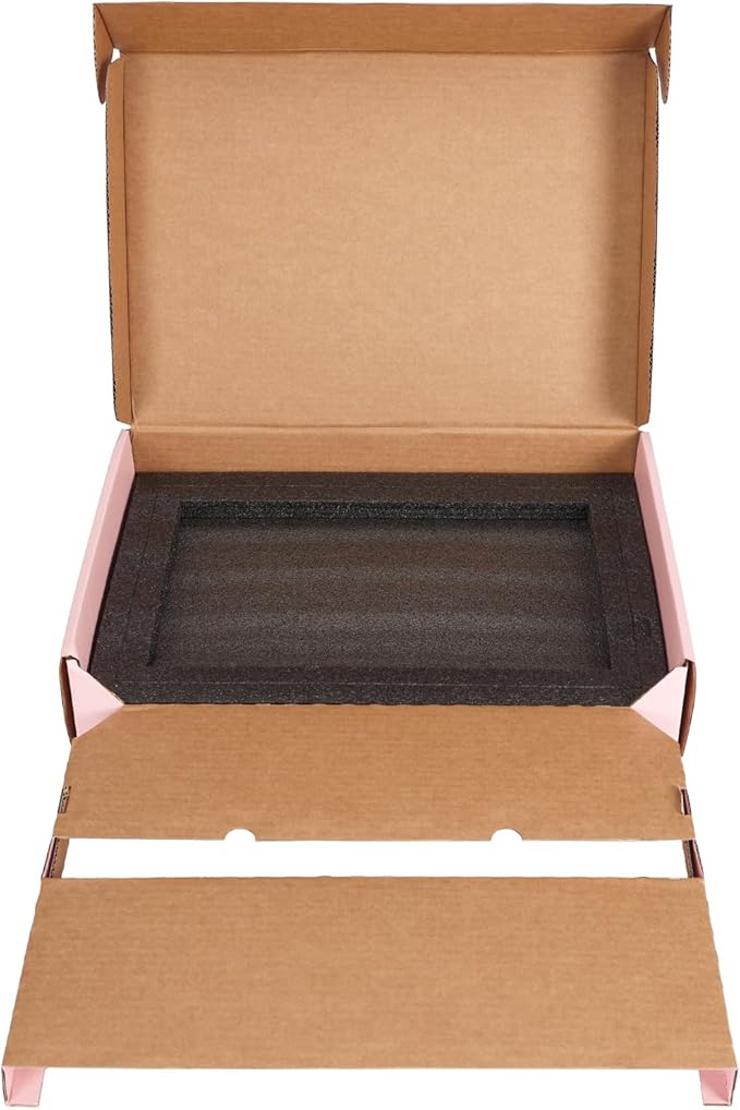 CRUGLA Pink Laptop Shipping Box with Cushioned Foam, Up to 17 inch Corrugated Cardboard Mailer for Laptop Notebook Shipment,1 Pack