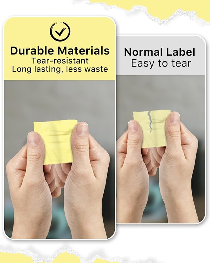 iEager Yellow Square Thermal Label Stickers, 2"x2" Self-Adhesive Square Direct Thermal Labels with Perforation Line, 500 Sheets/Roll