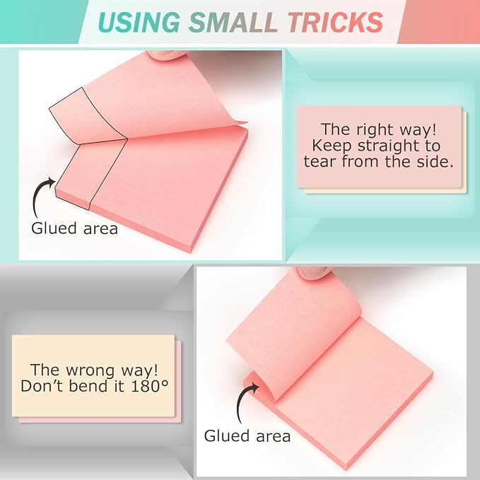 Sticky Notes 3x3 in, Bright Colors Self-Stick Pads, 8 Pads, 85 Sheets/Pad | Total 680 Sheets