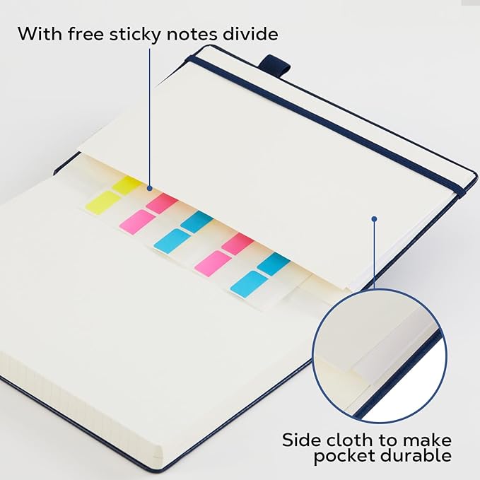 Hardcover Notebook Journal, A5 Lined Daily Journal College Ruled Notebook for Women Men, 320 Pages Thick Writing Journal Notebook for School Work, Dark Green Leather Notebook, 5.7'' X 8.4''