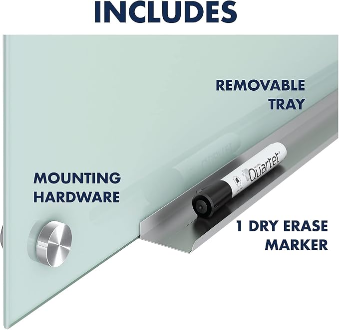 Quartet Whiteboard, Glass Dry Erase Board, Non-Magnetic, 8' x 4', Infinity Frameless Mounting, Includes Dry Erase Marker, Frosted White (G9648F)