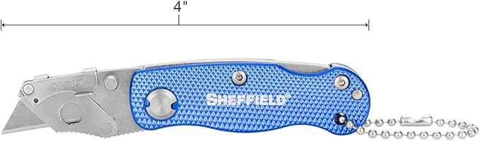 Sheffield Mini Box Cutter, Mini Utility Knife Aluminum Handle, Accepts Mini Utility Blades, Keychain Knife for Home, Office, Trades, and Warehouse