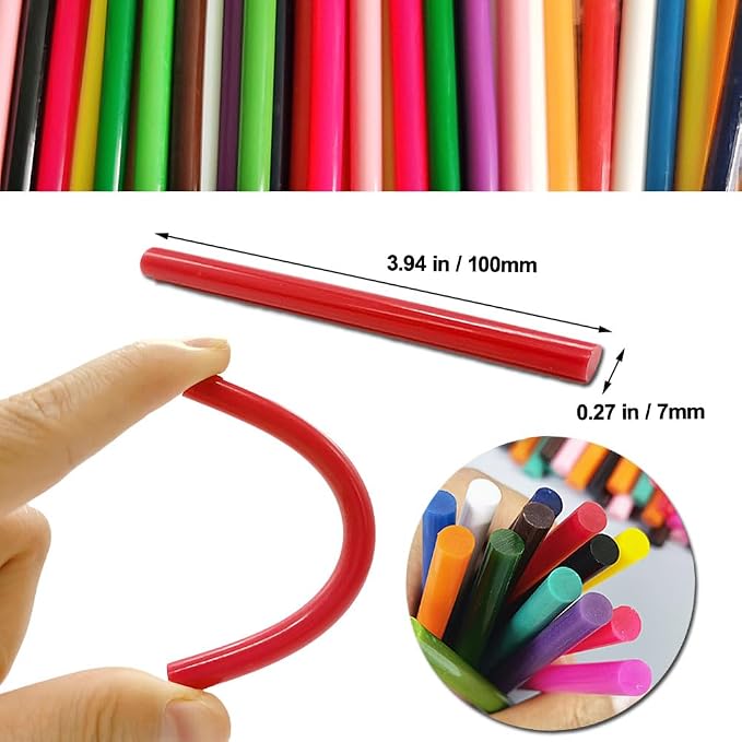 Ewparts 14-Color Hot Glue Sticks, 84-Pack | 7mm x 100mm size for mini glue guns. 14 colors. Ideal for DIY crafts, school projects, home decor, and holiday decorations