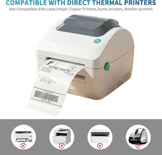 9527 Product 4x6 Direct Thermal Shipping Labels for Zebra 2844 ZP-450 ZP-500 ZP-505,Blank,450 Labels/Roll, 1" Core,Total 6 Rolls