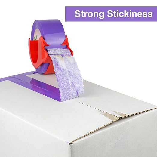 BOMEI PACK Purple Packing Tape with Dispenser, 2.4 Mil 1.88 Inch x 110 Yards, 2 Refills Rolls Color Box Tape for Moving, Shipping and Packaging