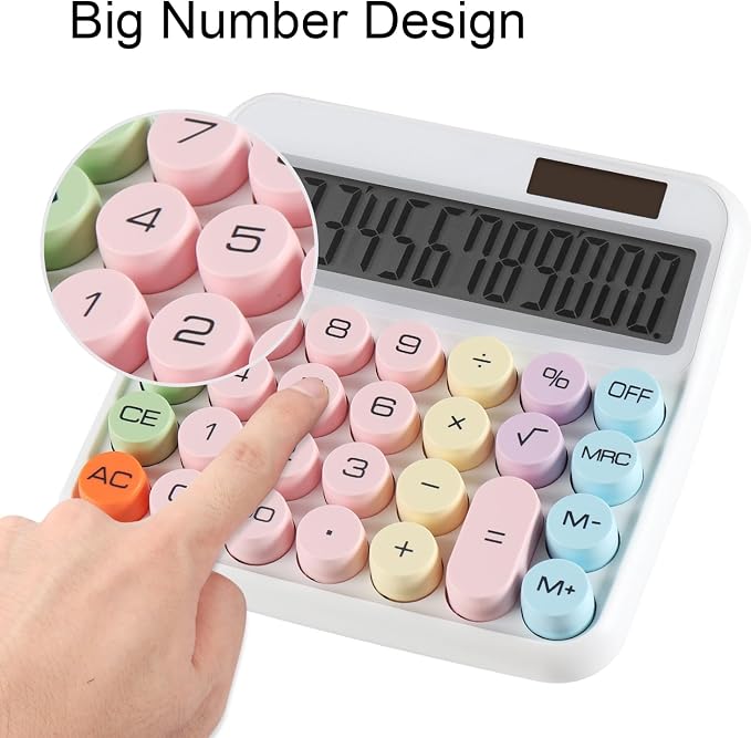 Large Computer Electronic Calculator Counter Solar & Battery Power 12 Digit Display Multi-Functional Big Button for Business Office School Calculating (HY-2278)