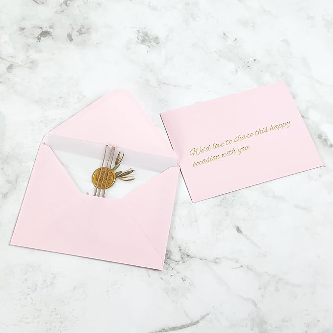 YINUOYOUJIA 50 PCS Pink Specialty Paper Envelopes A7, 5 x 7 Envelopes for Invitation, Great for Wedding Invitation Cards, Photos,Perfect for Birthday, Baby Shower, Graduation, Christmas