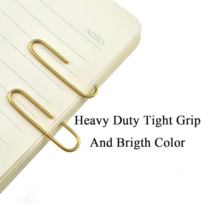 HAHIYO Paper Clips Large 2 inches Length Gold Paperclips Vinyl Coated Prevent Scratching Tearing The Pages Sturdy for Bookmark Organize Home Office School 80 Pack