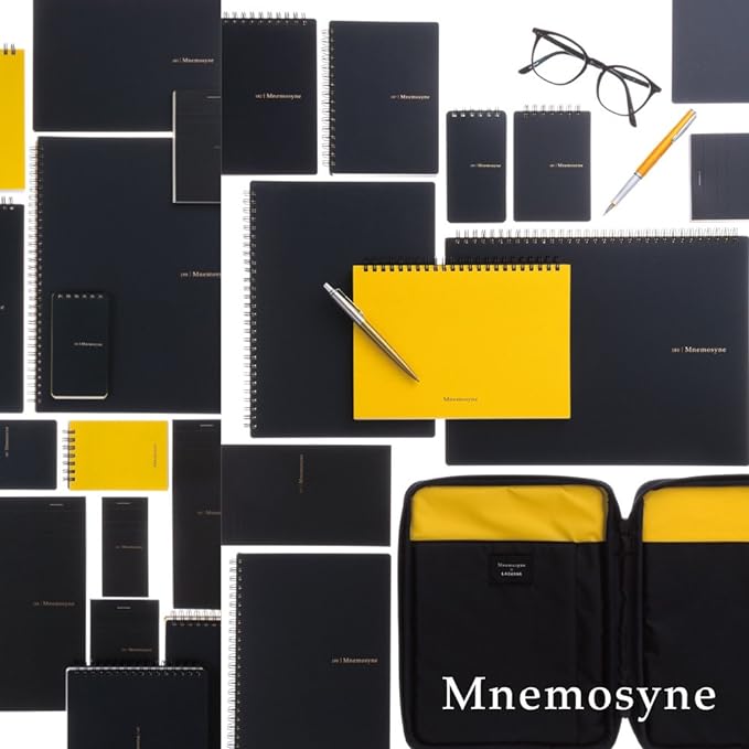 Maruman Mnemosyne Spiral Notebook, 160 Pages, B5 7.17"x10.12", 5mm Dot Grid | Professional Black Cover, Dotted Paper, Twin-Wire Bound To Lay Flat, Perforated Pages, For School & Office, Made in Japan