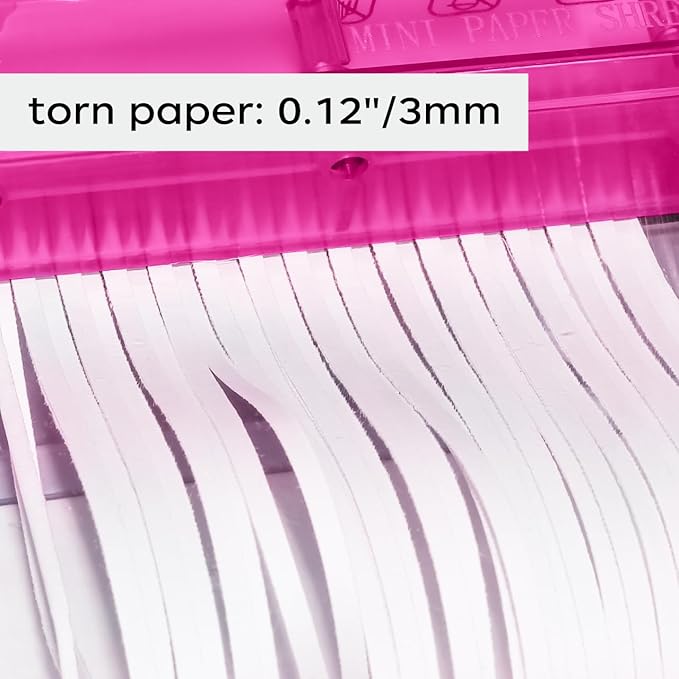 JIKIOU Mini Hand Shredder Portable Paper Shredder Manual Shredder Documents Paper Cutting Tool Home Office Desktop Stationery Red