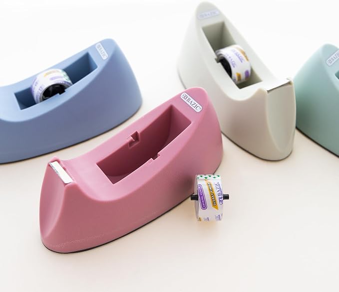 BAZIC Products Desktop Tape Dispenser with Refill, 1 in Core, 4-Set | one 3/4 in x 250 in tape refill, available in assorted colors