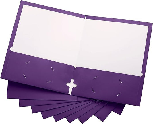10 Pack Two Pocket Folders, Purple, Strong Thick Paper Folders, for Letter Size, by ACTIVITYya
