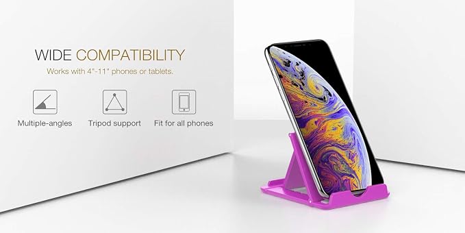 MoKo 2 Pack Cell Phone Stand for Desk, Tablet Stand for 4"-11" Devices | Ultra-light, compact foldable design, fits iPhone, iPad, Galaxy & e-readers, 6 adjustable angles, portrait/landscape viewing