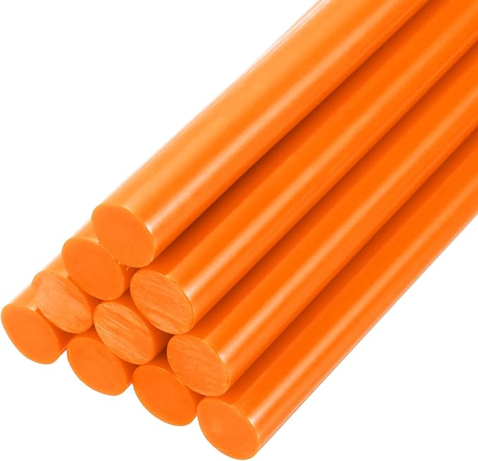 PATIKIL Hot Glue Sticks for Glue Gun, 10 Pcs Colored Hot Melt Adhesive Glue Sticks Bulk for DIY Projects Craft Art Decoration Home Repairs, Orange (7.9" x 0.43")