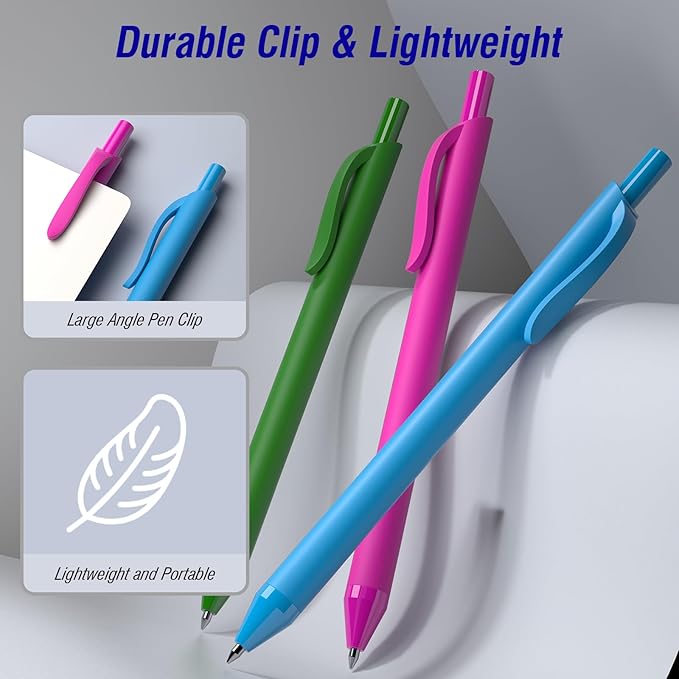 50 Pack Blue Ink Pens - Bulk Pens, 1.0MM Medium Point Ballpoint Pens, Smooth Writing No Bleed Retractable Ball Point Pen (Blue)