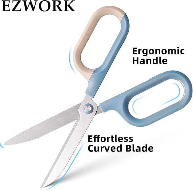 Multipurpose Scissors, Comfort-Grip Handles Sharp Scissors for Office Home School Craft Sewing Fabric Supplies (7", Blue-1)