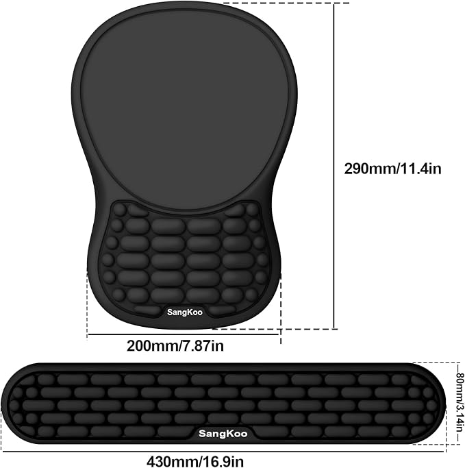 Ergonomic Keyboard Wrist Rest Mouse Pad Wrist Support Set, Black | Ergonomic Memory Foam,Pain Relief Wrist Support,Non-Slip Base, Waterproof Smooth Surface,Office & Gaming Desk Accessories