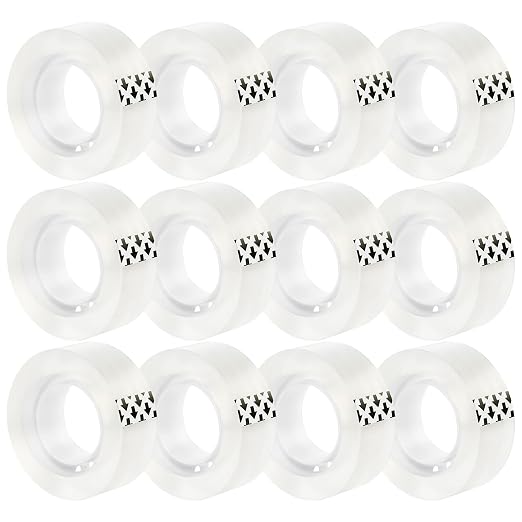 M&G 12 Rolls Clear Tape, Transparent Tape Refills, 1 inch Core for Gift Wrapping, Home, School Office Supplies, 0.7inch, 28 Yards