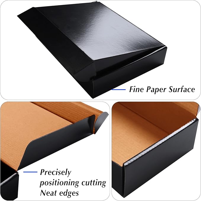 6x4x3 Black Cardboard Boxes - 30 Pack Small Shipping Boxes for Small Business Mailing, Corrugated Packaging