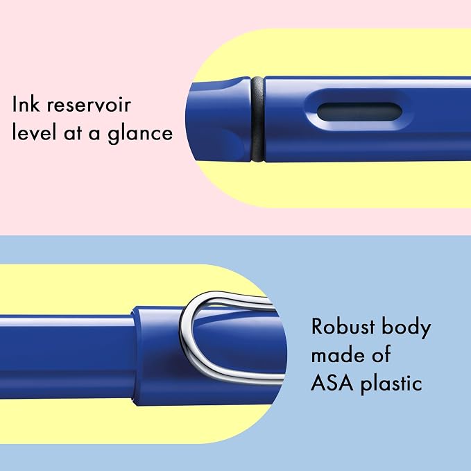LAMY safari blue - Fountain Pen with ergonomic grip & polished steel nib in size EF - ideal for any Writing & Calligraphy - including LAMY T 10 blue cartridge - Right-Handed