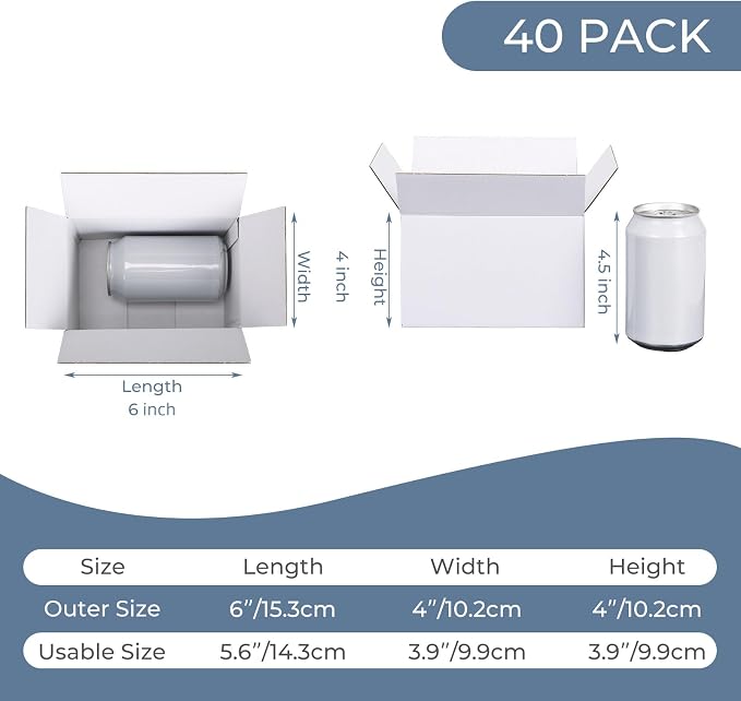 PHAREGE 40 Pack 6x4x4 in Small Shipping Boxes, All White Packaging Box | Easy Fold, Tape Simply, Shape Well, Single Corrugated, DIY Cardboard, Candle, Card, Gift Wrap, Small Business Packaging
