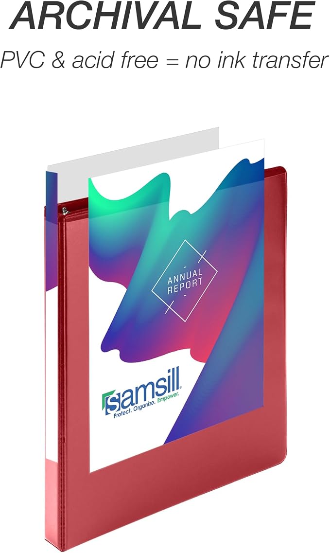 Samsill Durable 0.5 Inch Binder, D Ring Binder, 100% Recycled Chipboard, Red
