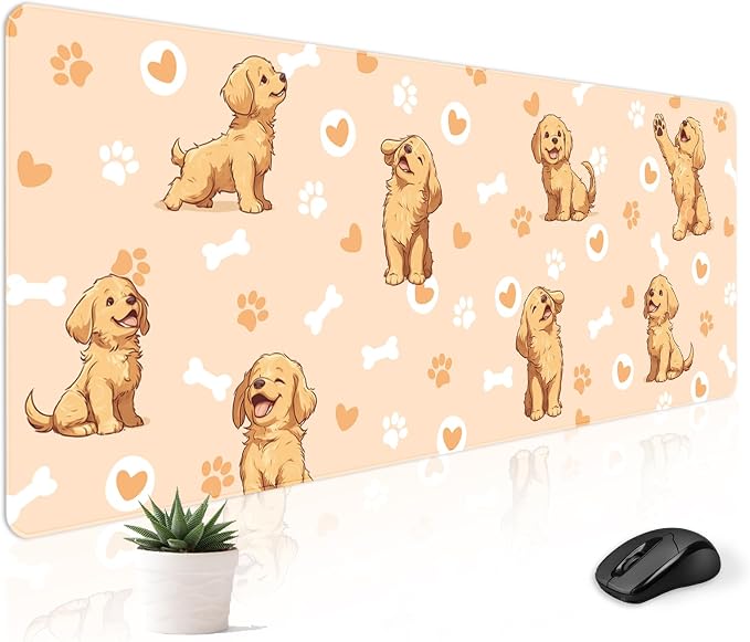 Mousepad Desk Mat Gaming Large Keyboard Cute Office Desktop Computer Laptop Dog XXL Long Giant Big Kawaii Aesthetic Girly Pretty Design Women Girl Gamer Oversized Wide 30x12'' Mousepad