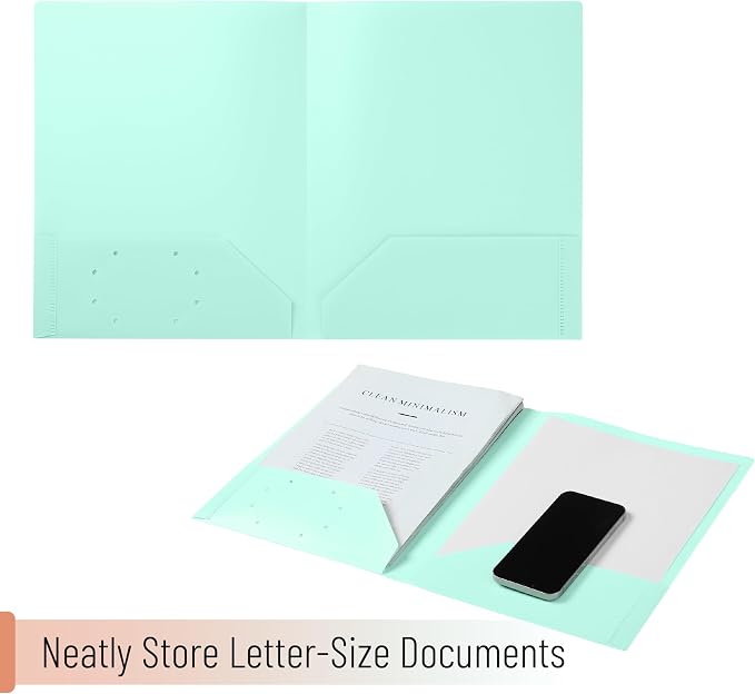 Mr. Pen- Plastic Folders with Pockets, 15 pcs | Aesthetic File Folder with Business Card Slot, 2-Pocket Folder, Back to School, Office, Filing Supplies