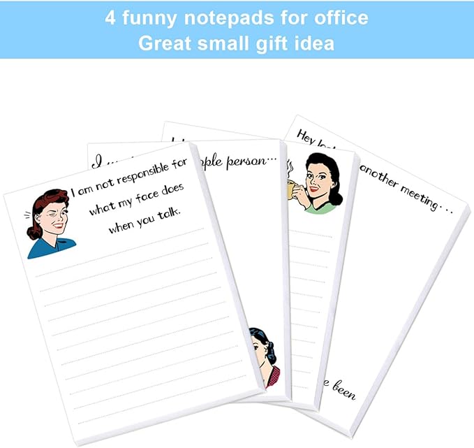 Fancy Land Funny Notepads for Women Sarcastic Work Notepad Novelty Memo Pad To Do List for Adults Coworkers Colleague Office Supplies 4Pcs