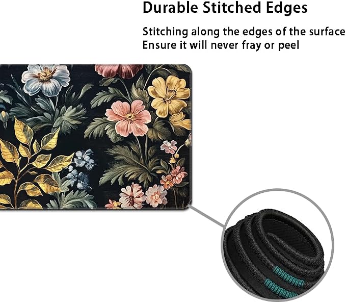 MIBITRI Keyboard Mouse Pad Set, Extended Gaming Mouse Pad+Ergonomics Keyboard Wrist Rest Support, Memory Foam, Easy Typing Pain Relief, 4Pcs XXL Ultra Thick Desk Mat, Elegant Flowers